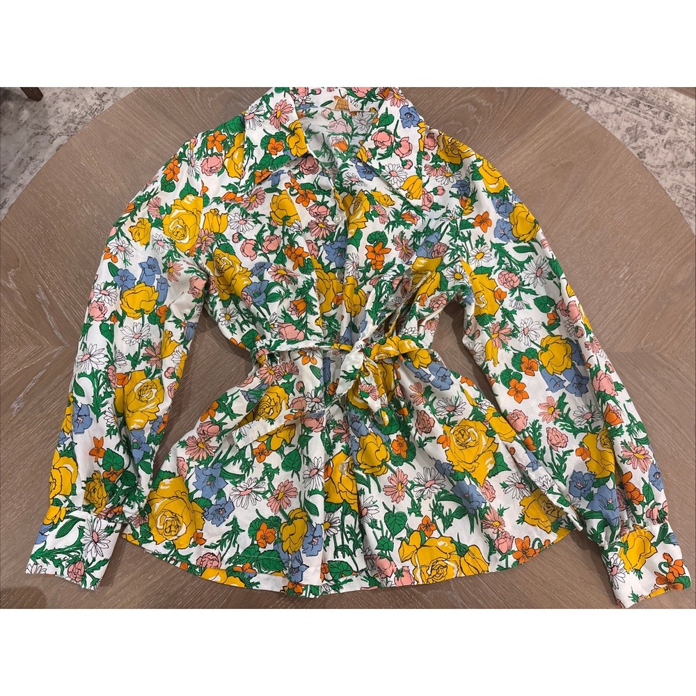 VINTAGE 1960s-1970s Ship'n Shore Women's Blouse Floral Size S/M Hippy Mod Funky